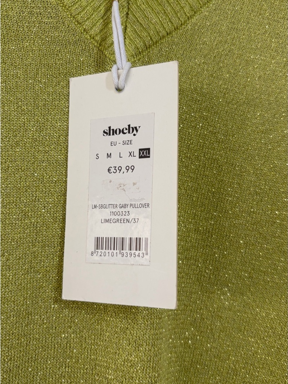 Sparkle Green V-Neck Puff Sleeve Sweater - Picture 5 of 7